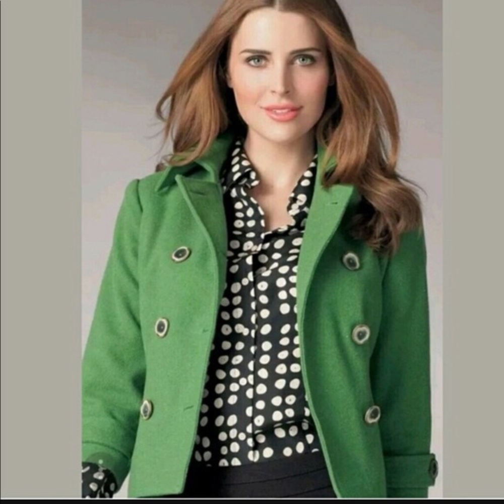 Emerald green pea coat, sz 12.